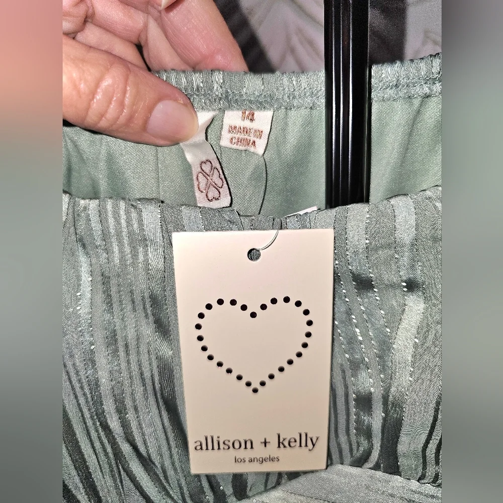 NWT Elegant Two Tone Soft Green Girl's Dress